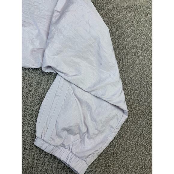 Adidas Windbreaker Pullover Jacket Drawstring Waist Gray Silver Size Medium - Picture 10 of 15